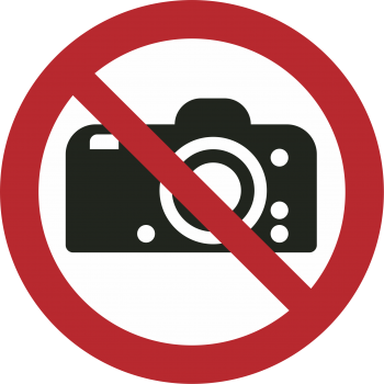 Verbotseichen P029 Fotografieren verboten nach DIN ISO 7010 - 12,5mm ( VPE 100 Stück )